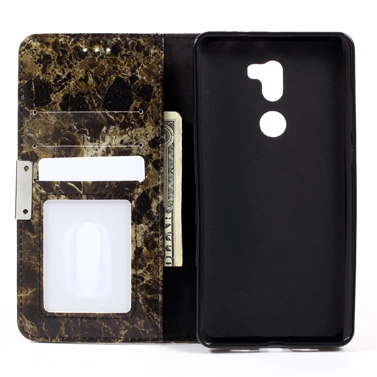Marble Grain Leather Wallet Phone Stand Case for Xiaomi Mi 5s Plus - Black