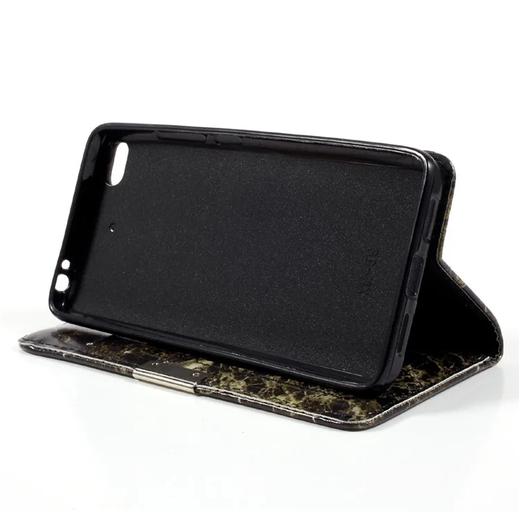 Marble Grain Smooth Leather Wallet Mobile Stand Case for Xiaomi Mi 5s - Black