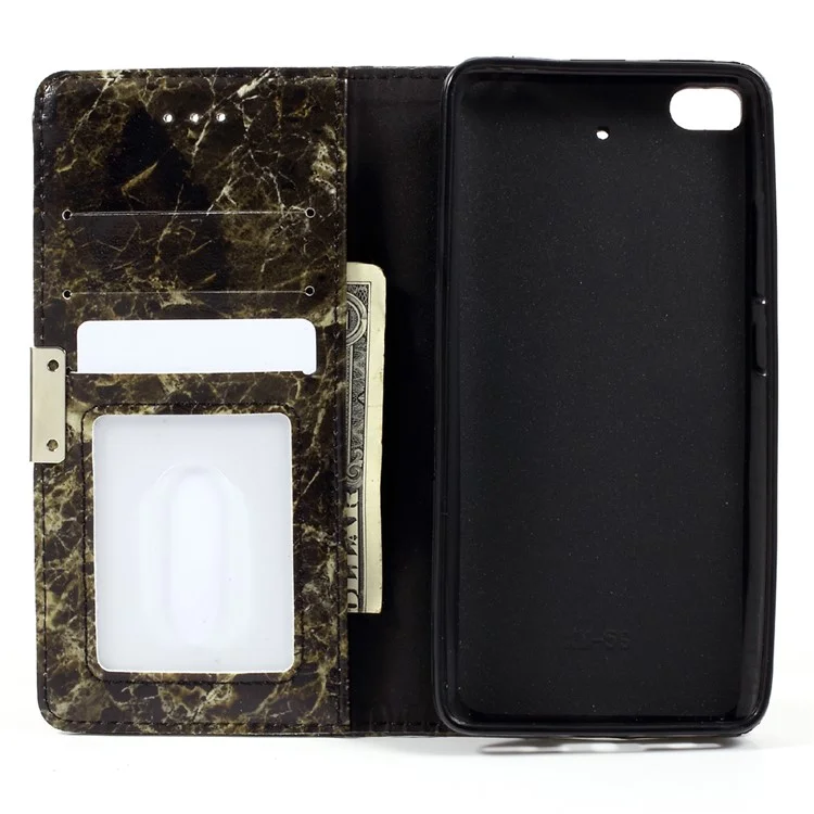 Marble Grain Smooth Leather Wallet Mobile Stand Case for Xiaomi Mi 5s - Black