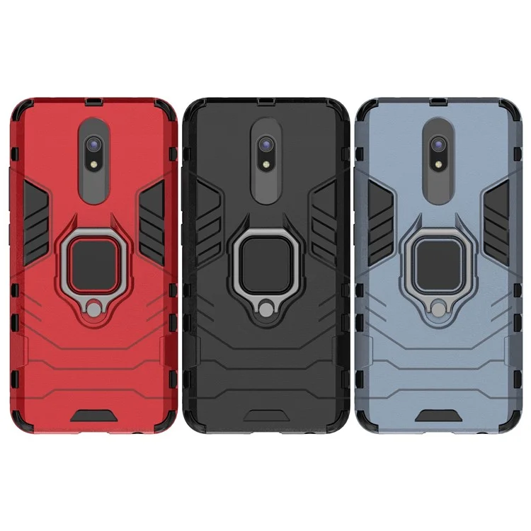 Anillo de dedo protector Cool Guard Carcasa híbrida de PC + TPU con soporte para Xiaomi Redmi 8A - Negro