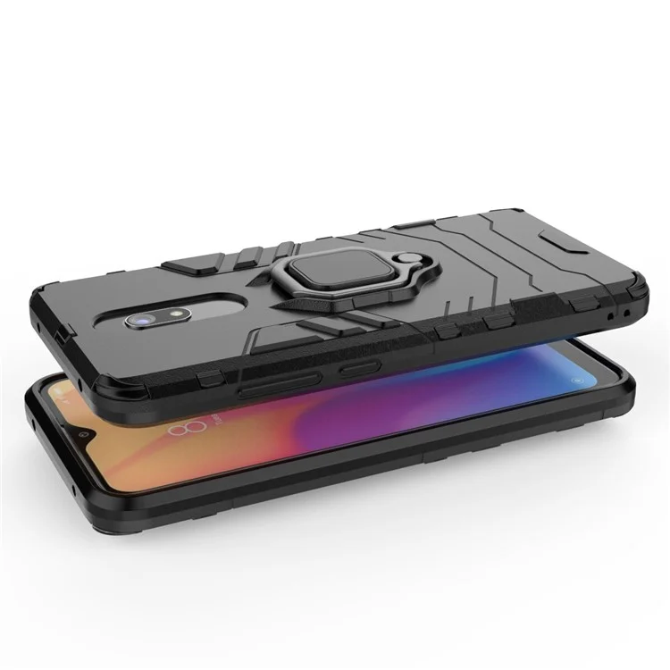 Anillo de dedo protector Cool Guard Carcasa híbrida de PC + TPU con soporte para Xiaomi Redmi 8A - Negro