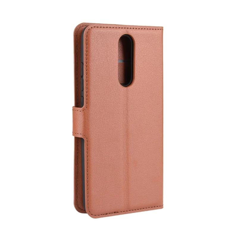 Litchi Skin Wallet Leather Cool Stand Case for Xiaomi Redmi 8 - Brown