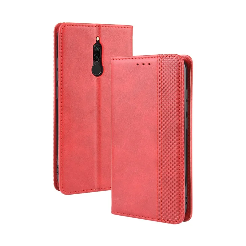 Retro Auto-absorbed Leather Casing Shell for Xiaomi Redmi 8 - Red