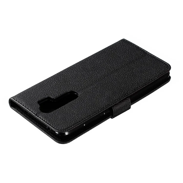 Litchi Skin Imprint Feather Flip Leather Wallet Phone Cover for Xiaomi Redmi Note 8 Pro - Black