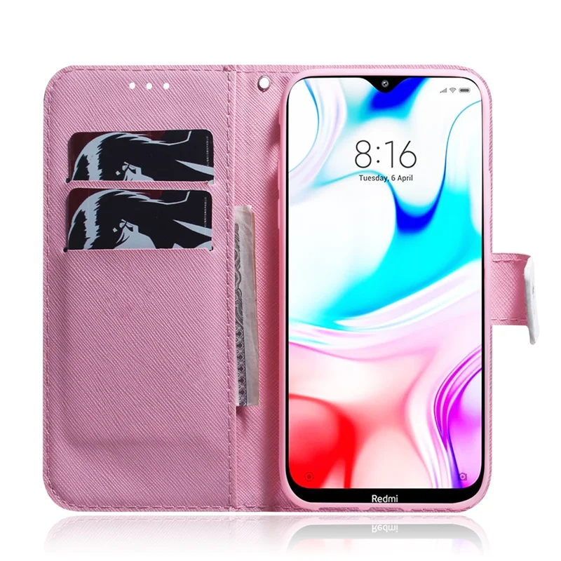 Pattern Printing PU Leather Wallet Stand Case for Xiaomi Redmi 8 - Beautiful Flowers