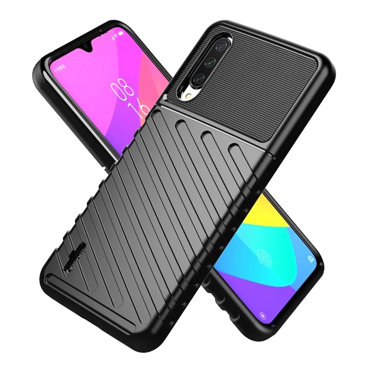 Thunder Series Twill Texture Soft TPU Back Shell für Xiaomi Mi CC9e/Mi A3 - Schwarz
