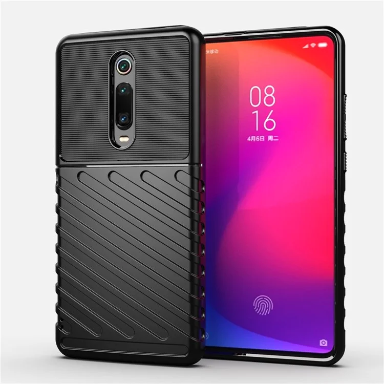 Thunder Series Twill Texture Soft TPU Tampa Para Xiaomi Redmi K20/Mi 9T/K20 Pro/Mi 9T Pro - Preto