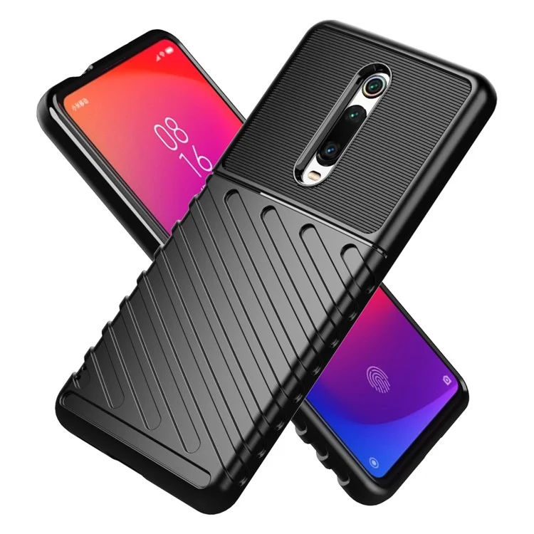 Thunder -serie Twill Textur Soft TPU Telefonabdeckung Für Xiaomi Redmi K20/mi 9T/K20 Pro/Mi 9t Pro - Schwarz