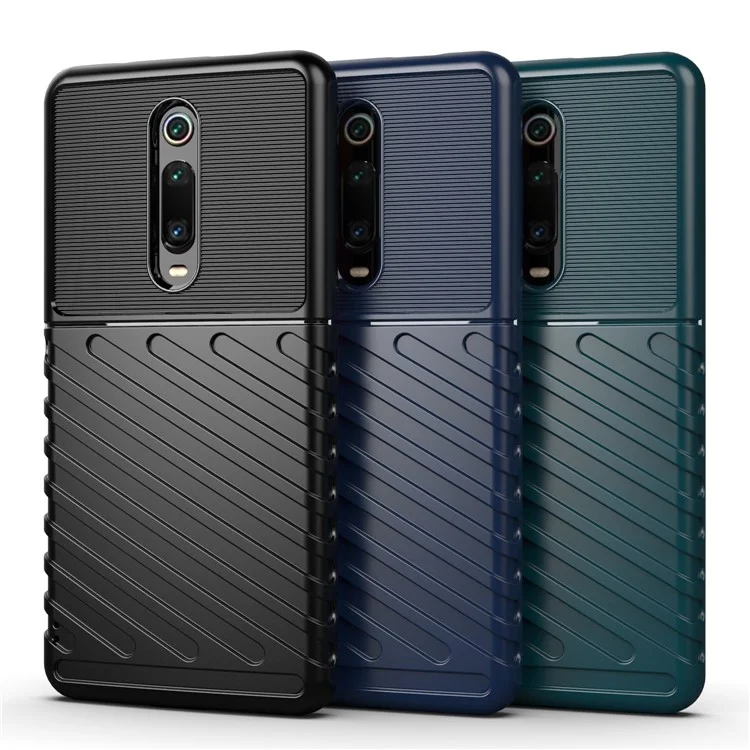 Thunder Series Twill Texture Soft TPU Tampa Para Xiaomi Redmi K20/Mi 9T/K20 Pro/Mi 9T Pro - Preto