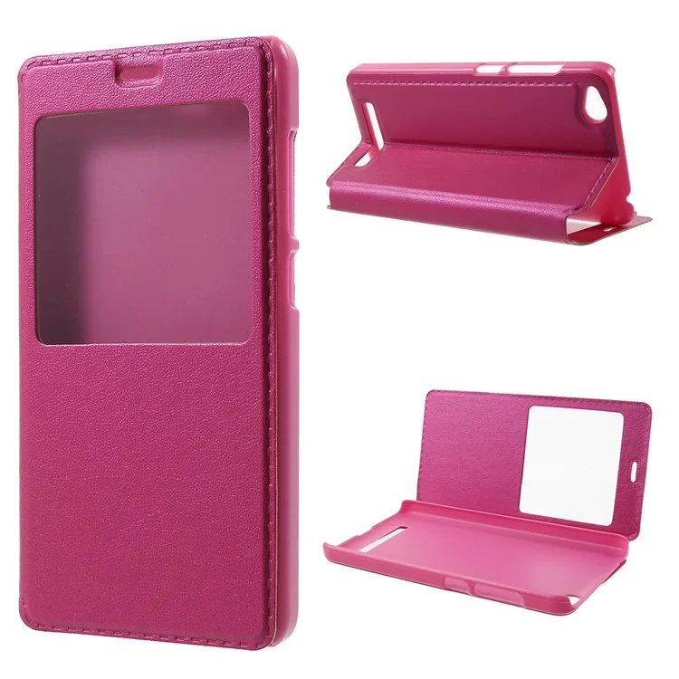 For Xiaomi Redmi 4a View Window Leather Stand Case - Rose
