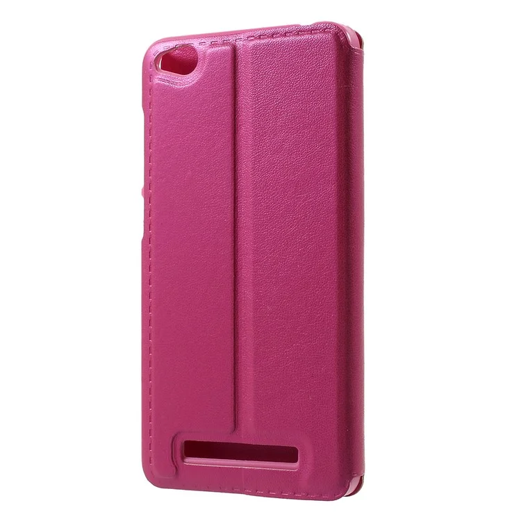 For Xiaomi Redmi 4a View Window Leather Stand Case - Rose