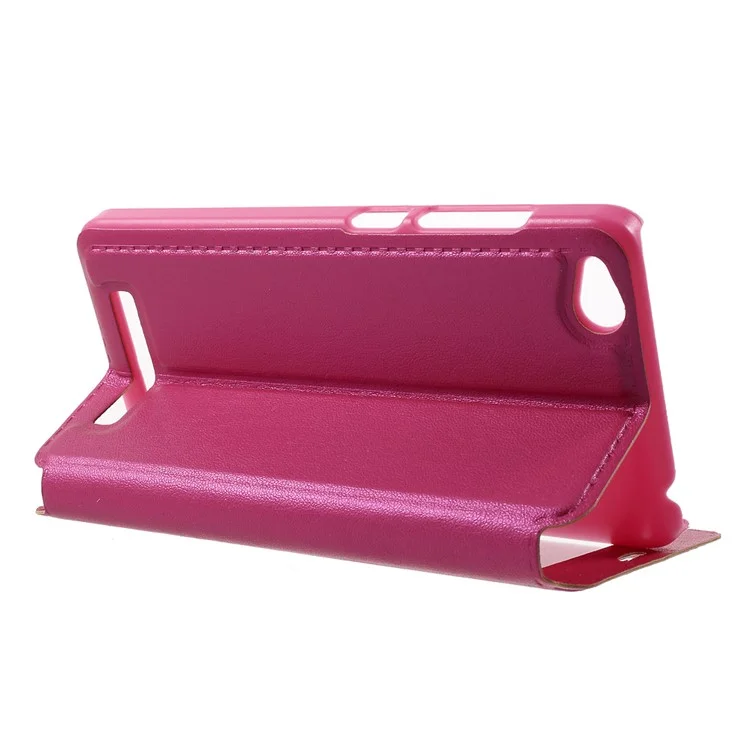 For Xiaomi Redmi 4a View Window Leather Stand Case - Rose