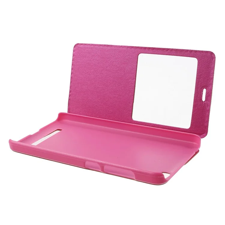 For Xiaomi Redmi 4a View Window Leather Stand Case - Rose