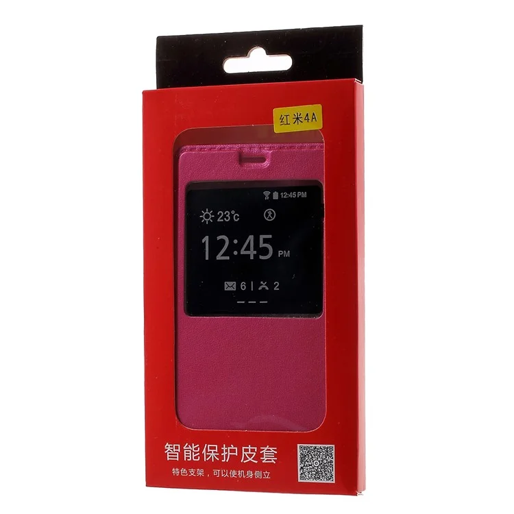 For Xiaomi Redmi 4a View Window Leather Stand Case - Rose
