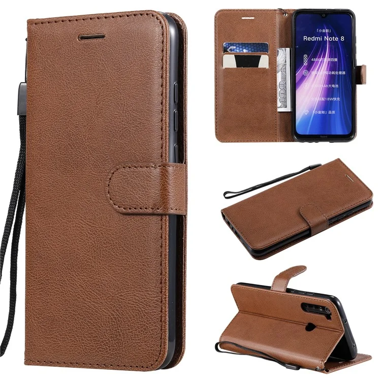 Кожаный чехол-кошелек KT Leather Series-2 для Xiaomi Redmi Note 8 - Коричневый