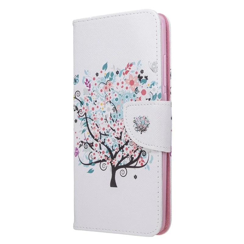 Pattern Printing Wallet Flip Leather Phone Case for Xiaomi Redmi 8 - Flower Tree