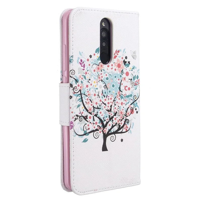 Pattern Printing Wallet Flip Leather Phone Case for Xiaomi Redmi 8 - Flower Tree