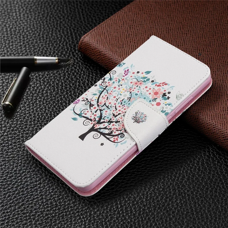Pattern Printing Wallet Flip Leather Phone Case for Xiaomi Redmi 8 - Flower Tree