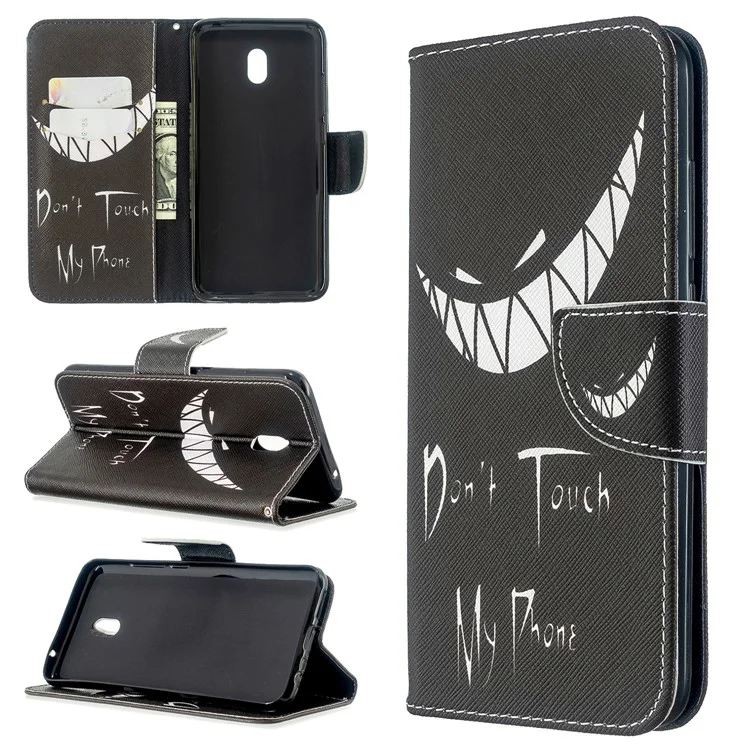 Pattern Printing Wallet Stand Leather Phone Cover for Xiaomi Redmi 8A - Don't Touch My Phone