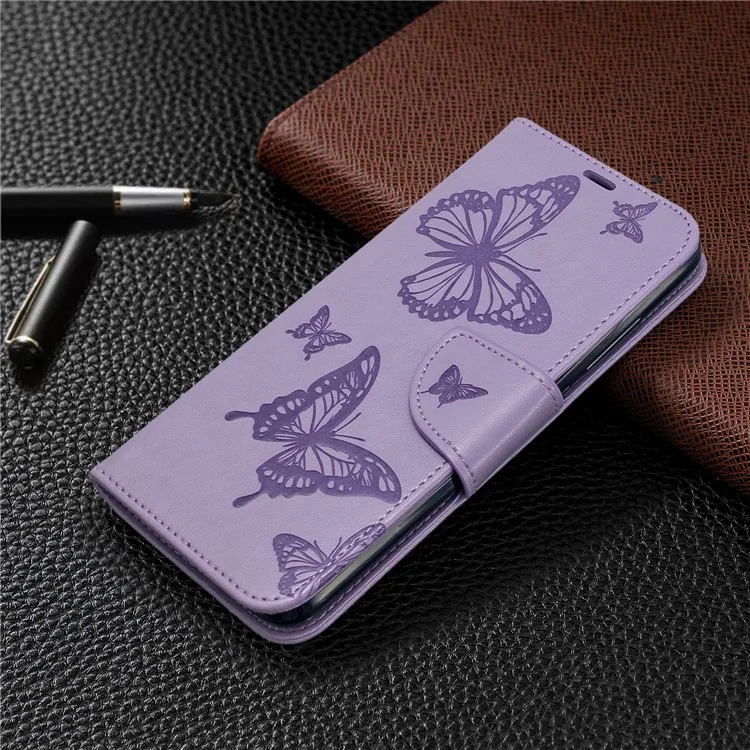 Imprint Butterfly Leather Wallet Case Для Xiaomi Redmi 8a - Пурпурный