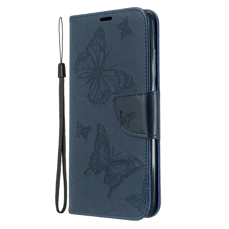 Imprint Butterfly Leather Wallet Stand Case for Xiaomi Redmi 8A - Blue