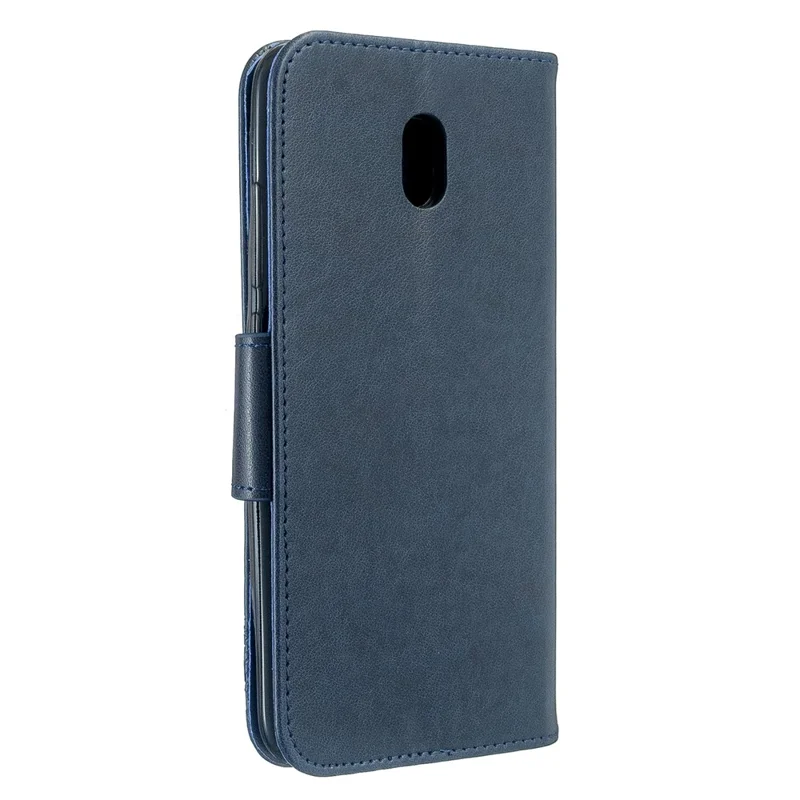 Imprint Butterfly Leather Wallet Stand Case for Xiaomi Redmi 8A - Blue
