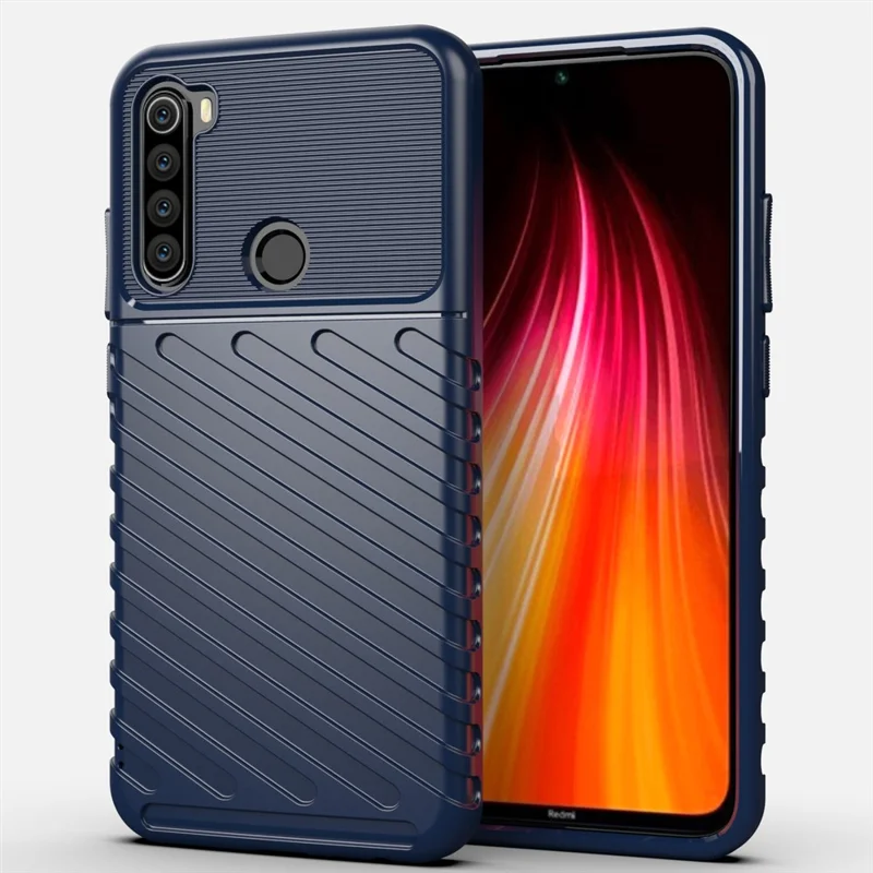 För Xiaomi Redmi Note 8 Thunder Series Twill Surface Soft TPU Back Shell - Blå