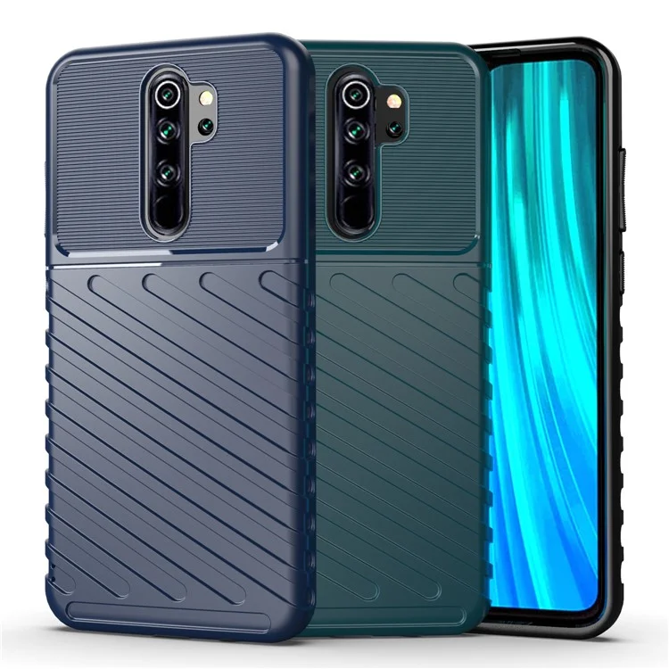 Thunder Series Twill Texture Soft TPU Traseiro Invólucro Para Xiaomi Redmi Note 8 Pro - Azul