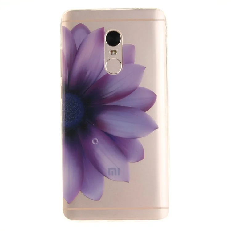 Patterned Clear IMD TPU Case for Xiaomi Redmi Note 4 - Purple Daisy