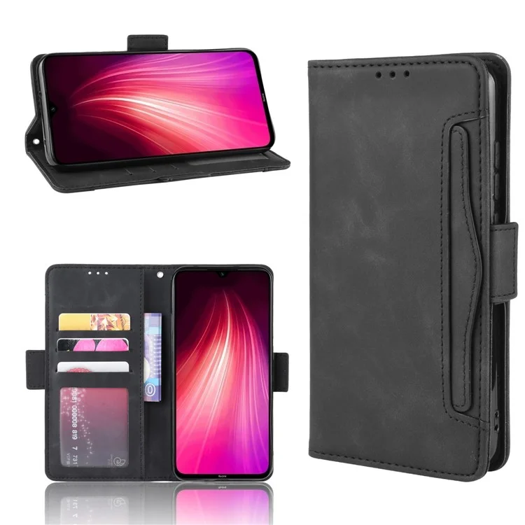 Case de Ranuras Para Tarjetas Múltiples de Cuero de Billetera Para Xiaomi Redmi Note 8T - Negro