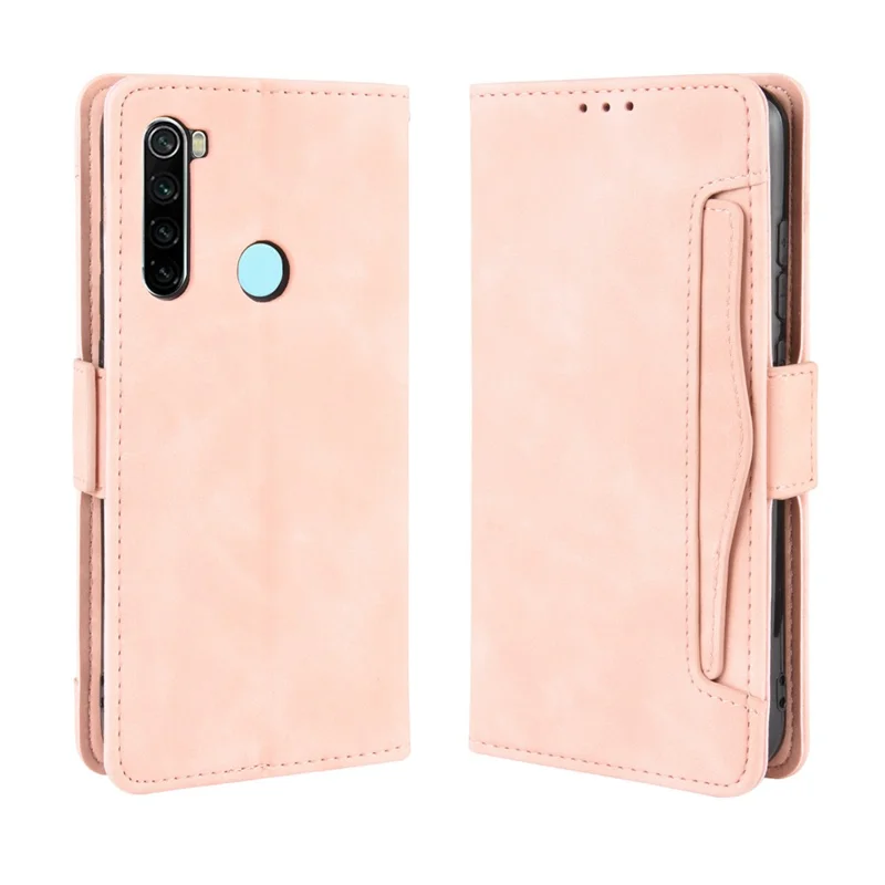 Plånboksformat med flera kortfack i läder för Xiaomi Redmi Note 8T - Rosa