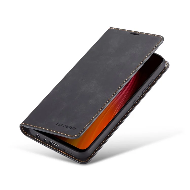 FORWENW Fantasy-Serie Auto-absorbierter Seidiger Touch-Leder-Stand-Fall Für Xiaomi Redmi-Anmerkung 8 - Schwarz