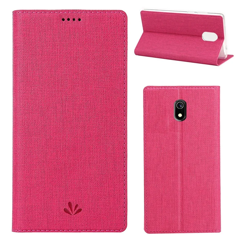 VILI DMX Cross Texture Card Holder Leather Mobile Case for Xiaomi Redmi 8A - Rose