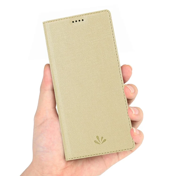 VILI DMX Cruz Tecture Stand Leather Card Solder Para Xiaomi Mi CC9 Pro / Nota 10 / Nota 10 Pro - Ouro