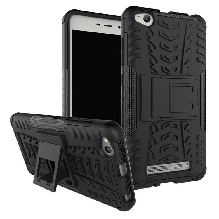 Cool Tyre Pattern Kickstand PC + TPU Hybrid Cover for Xiaomi Redmi 4a - Black