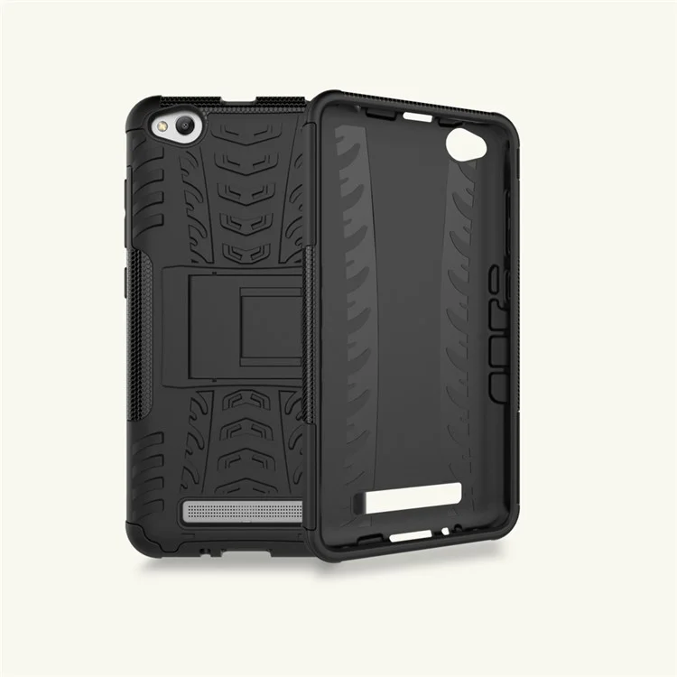 Cool Tyre Pattern Kickstand PC + TPU Hybrid Cover for Xiaomi Redmi 4a - Black