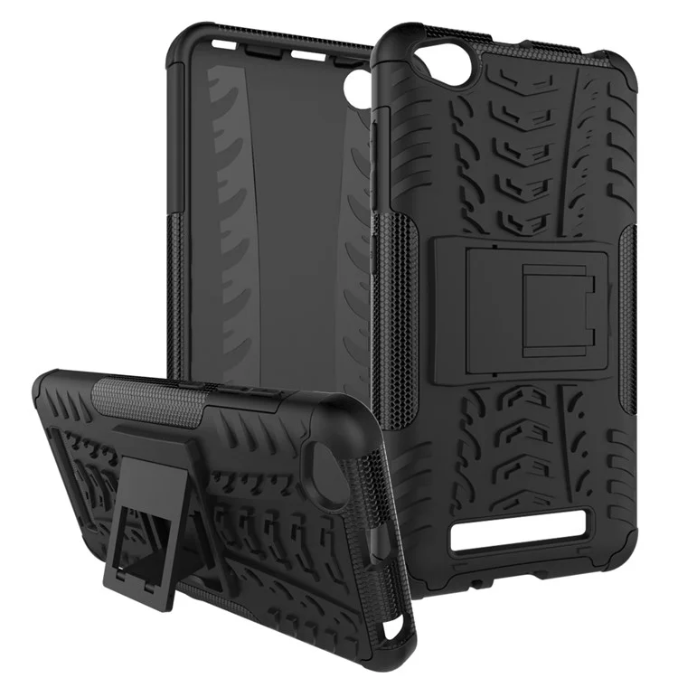 Cool Tyre Pattern Kickstand PC + TPU Hybrid Cover for Xiaomi Redmi 4a - Black