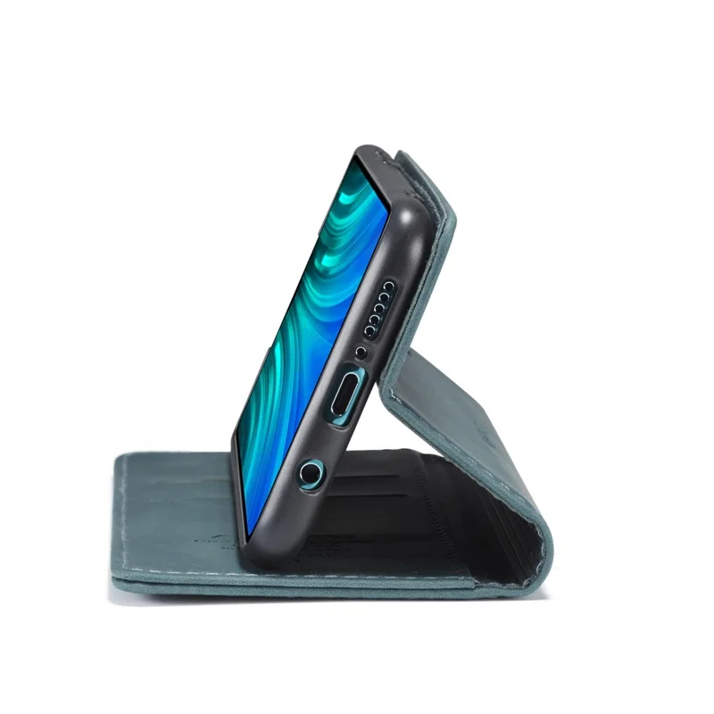 CASEME 013 Series Auto-absorbed Leather Wallet Stand Case Phone Shell for Xiaomi Redmi Note 8 Pro - Blue