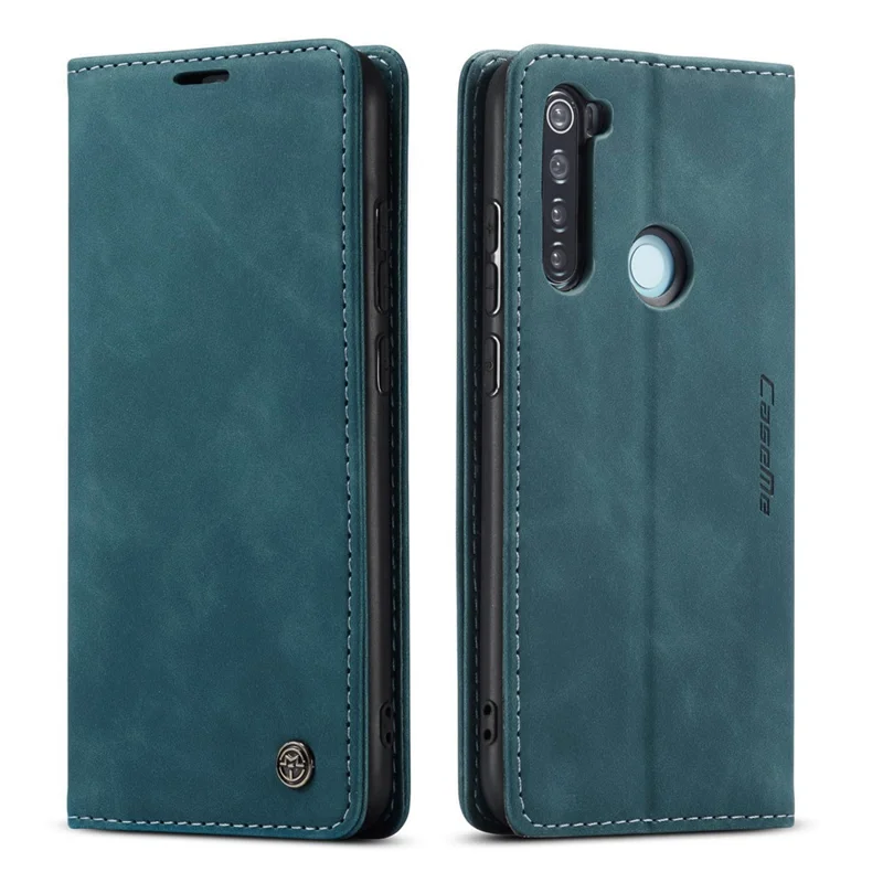CASEME 013 Series Auto-absorbed Leather Wallet Stand Phone Covering Case for Xiaomi Redmi Note 8 - Blue