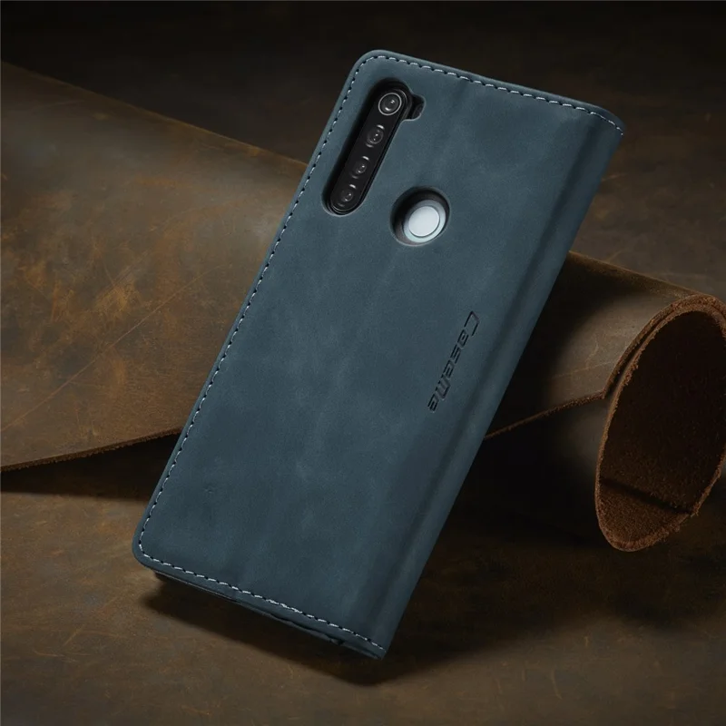 CASEME 013 Series Auto-absorbed Leather Wallet Stand Phone Covering Case for Xiaomi Redmi Note 8 - Blue