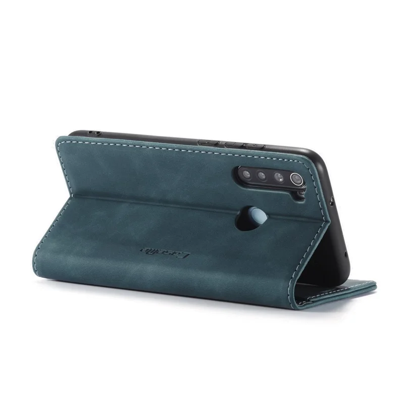 CASEME 013 Series Auto-absorbed Leather Wallet Stand Phone Covering Case for Xiaomi Redmi Note 8 - Blue