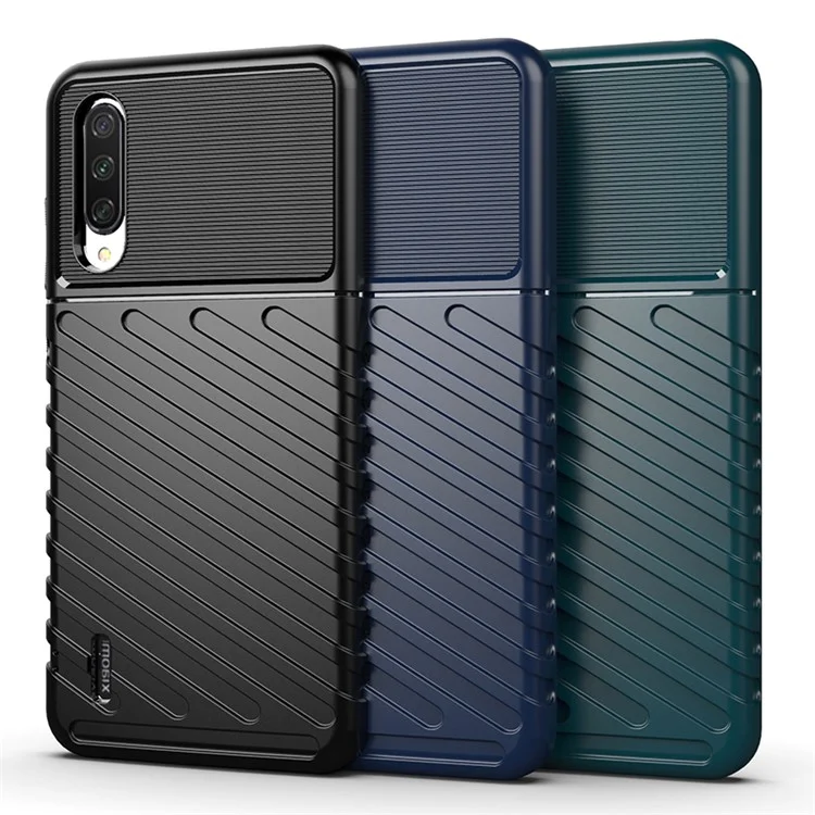 Thunder-Serie Twill Design Soft TPU Rückseite für Xiaomi Mi CC9 / Mi CC9 Meitu Edition - Schwarz