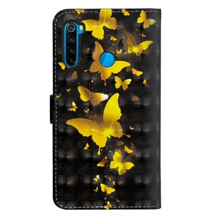 Étui de Support en Cuir à Motifs Légers Pour Xiaomi Redmi Note 8T - Papillons en or