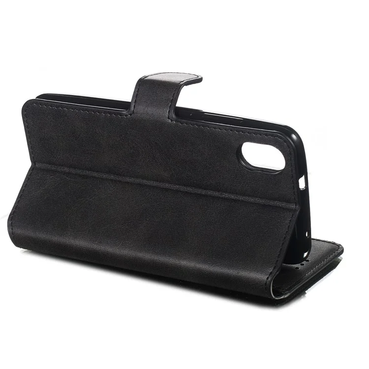 Feste Farbbrieftasche Magnetische Lederschale Mit Ständer Für Xiaomi Redmi 7A - Schwarz