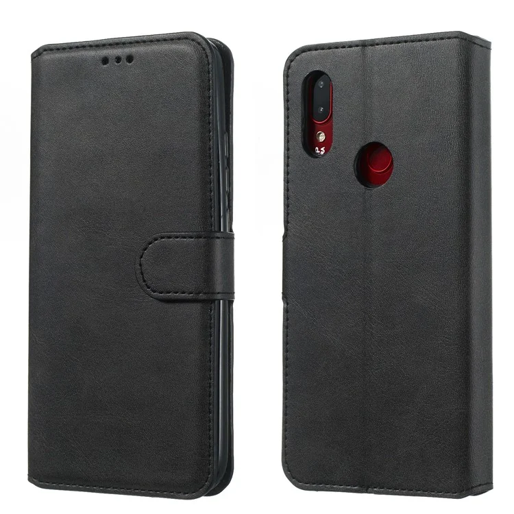 Étui de Téléphone en Cuir Avec Des Emplacements de Carte Pour Xiaomi Redmi Note 7 / Note 7 Pro (inde) / Note 7s - le Noir
