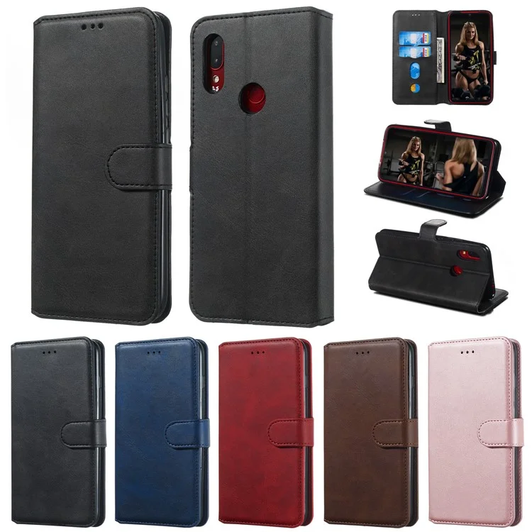 Case de Teléfono de Cuero Con Ranuras Para Tarjetas Para Xiaomi Redmi Nota 7/nota 7 Pro (india)/nota 7s - Negro