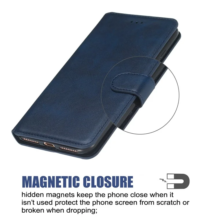 Para Xiaomi Redmi Note 8 Pro Solid Color Wallet Tampa de Couro Magnético - Azul