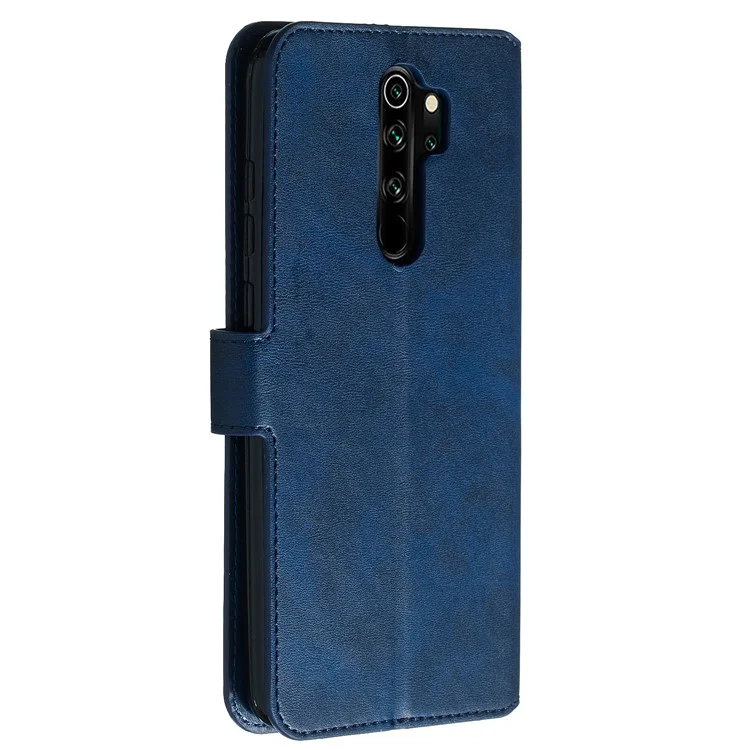 Per Xiaomi Redmi Note 8 Pro Solid Coloferto a Portafoglio Magnetico Copertina in Pelle Magnetica - Blu