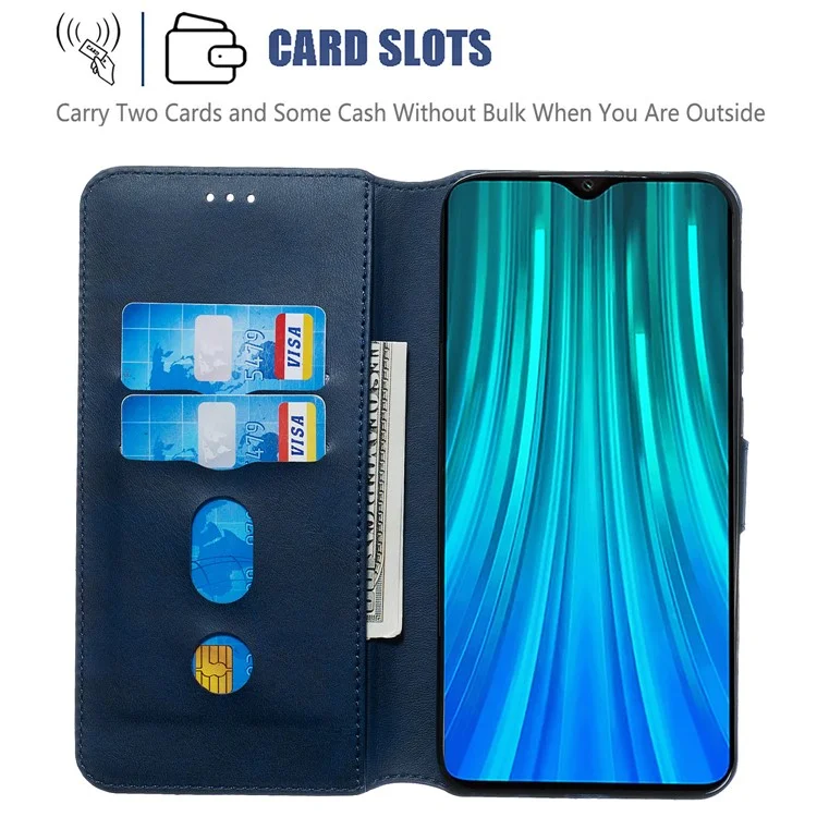 Per Xiaomi Redmi Note 8 Pro Solid Coloferto a Portafoglio Magnetico Copertina in Pelle Magnetica - Blu