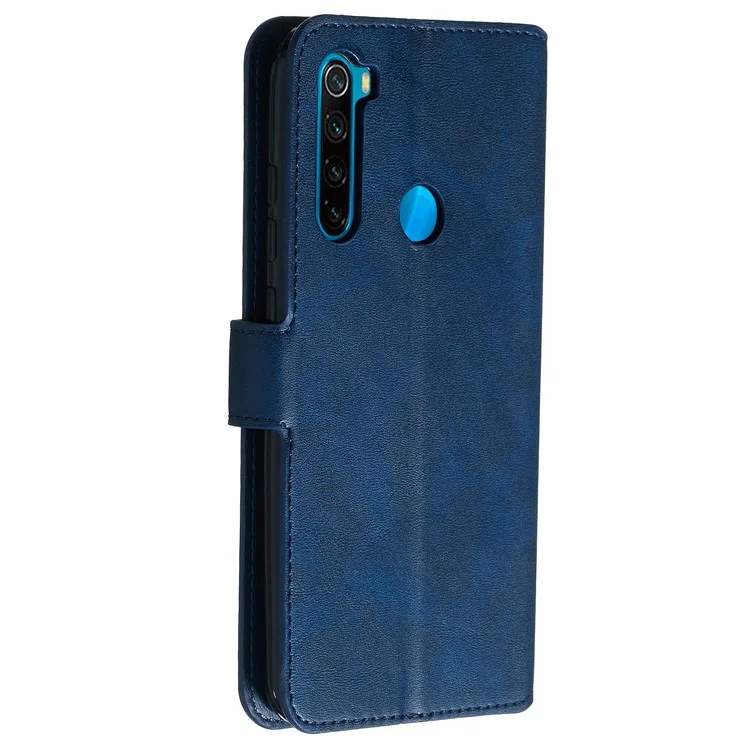 Custodia in Pelle Per Portafoglio a Colori Solidi Per Xiaomi Redmi Note 8 - Blu